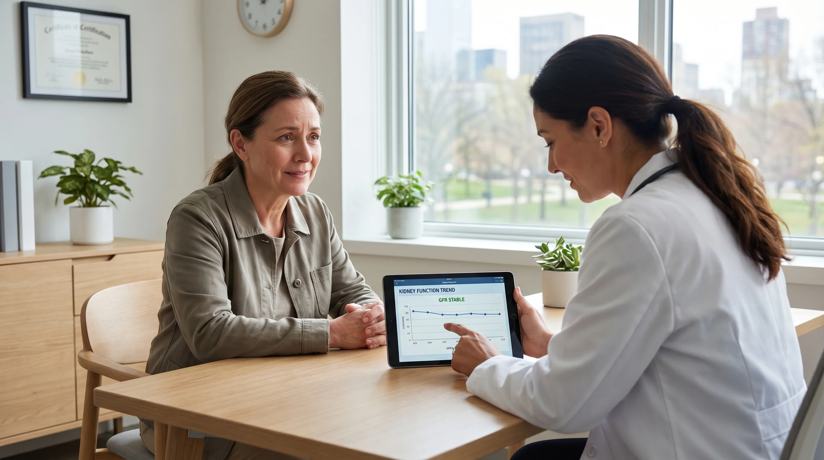 Medical illustration showing the connection between blood pressure and kidney health