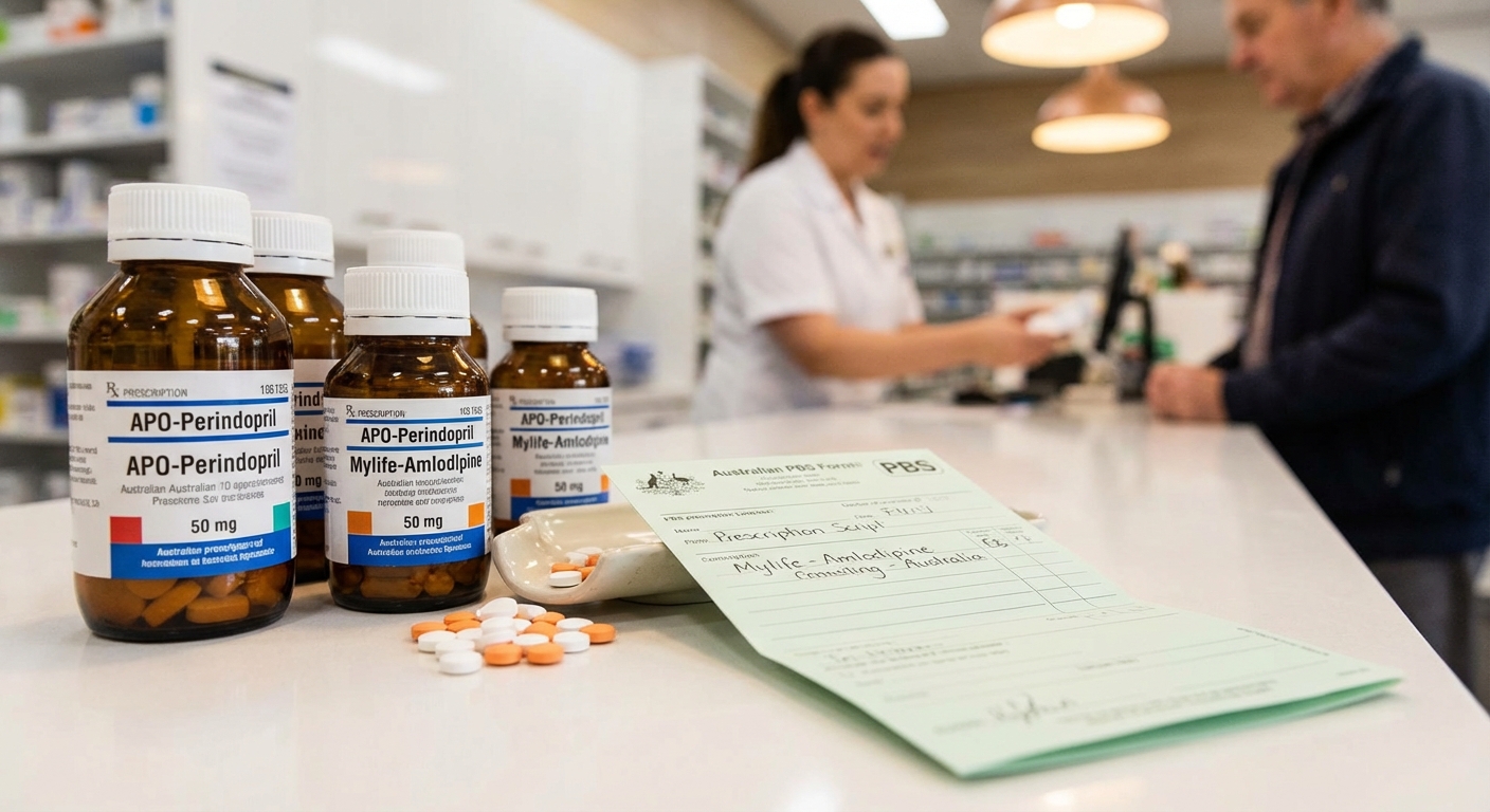 Australian blood pressure medications with PBS prescription, showing accessibility of affordable hypertension treatment